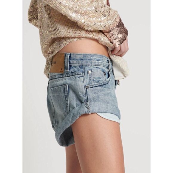 One Teaspoon SALTY DOG BANDITS LOW WAIST DENIM SHORTS BLUE Size 30 / Excellent - Picture 3 of 11